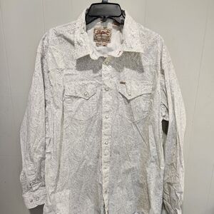 Rafter C White and Grey Men's Paisley Casual Pear Button Down Shirt